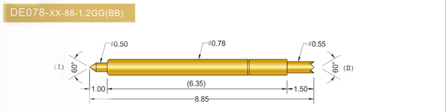 078雙頭探針尺寸、BGA雙頭頂針、雙向可動探針、帶彈簧頂針、測試探針